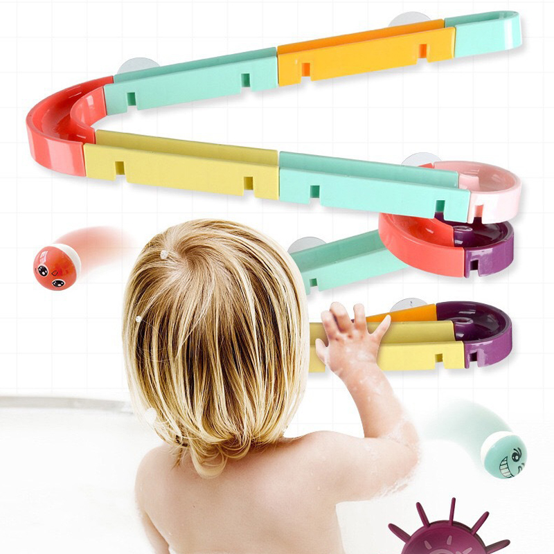 Amazon Hot Sale Summer Bathtub Toys for Toddlers with 44PCS DIY Wall Suction Water Pipe Slide Games Kids Bath Toys Assemble Set