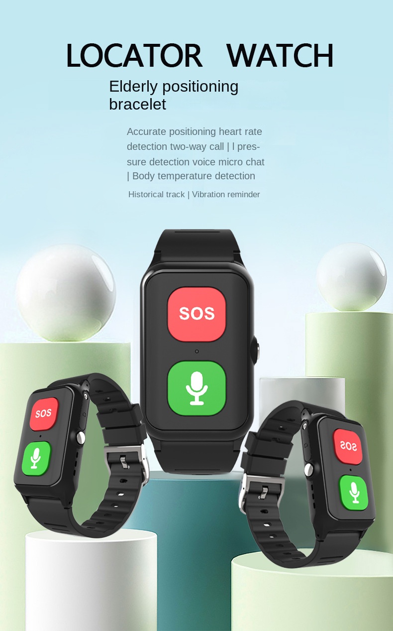 A70 Vibration Reminder Elderly Positioning  GPS Positioning Watch Locator Heart Rate Temperature Measurement Smart Bracelet