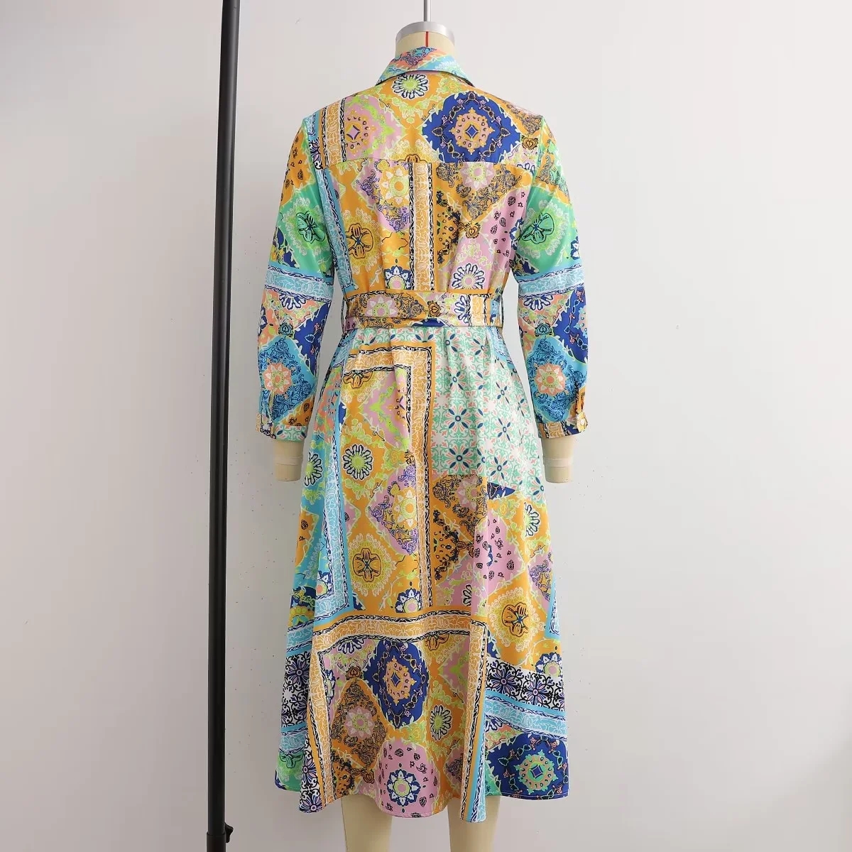 Woman Dress New Fashion Print Boho Elegant Dresses For Women Vintage With Belt Casual Female Party Dresses 01E9C5EAD50A30C9A78946DA87712E10