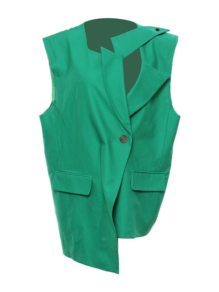 Autumn Personality Irregular Niche Vest Coat Green