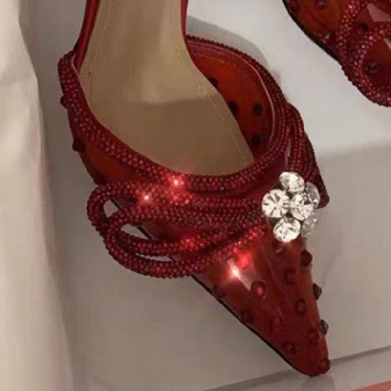 Arden Furtado Summer Women's Shoes Sexy Pointed Toe Strange Style Slippers High Heels Crystal Rhinestone Slides Sandals 11cm heel image 5
