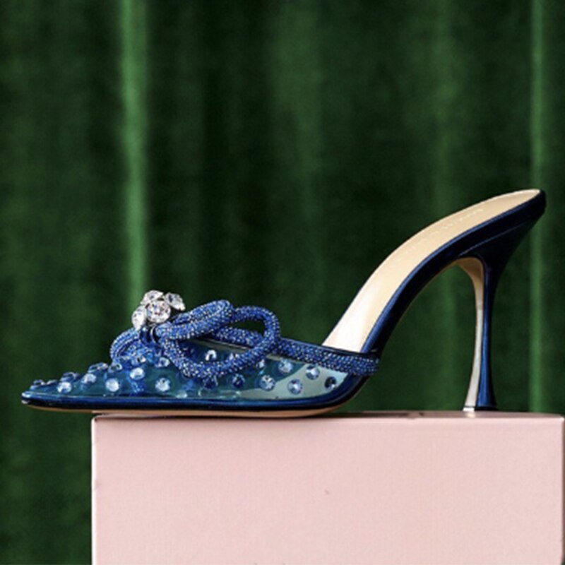 Arden Furtado Summer Women's Shoes Sexy Pointed Toe Strange Style Slippers High Heels Crystal Rhinestone Slides Sandals 11cm heel image 31