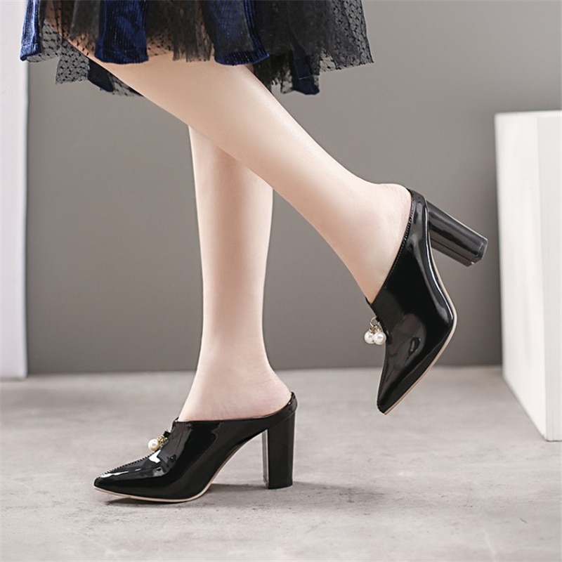 Sexy Shallow Slippers Women High Heels Summer Mules Shoes Ladies Luxury Brand Designer Pointed Toe Red White Sandals image 81