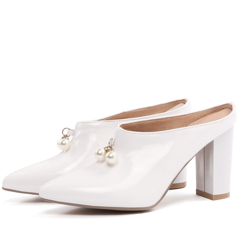 Sexy Shallow Slippers Women High Heels Summer Mules Shoes Ladies Luxury Brand Designer Pointed Toe Red White Sandals image 24