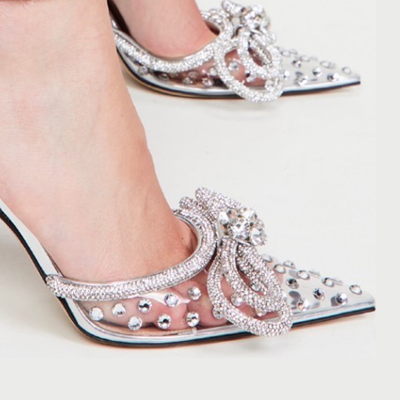 Arden Furtado Summer Women's Shoes Sexy Pointed Toe Strange Style Slippers High Heels Crystal Rhinestone Slides Sandals 11cm heel image 40