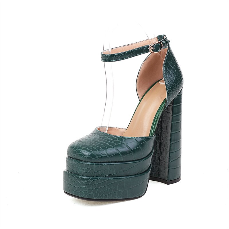 Rhinestone Ankle Strap Super Thick High Heels Platforms Pumps For Women Casual Spring Summer Shallow Party Chunky Shoes Ladies image 155