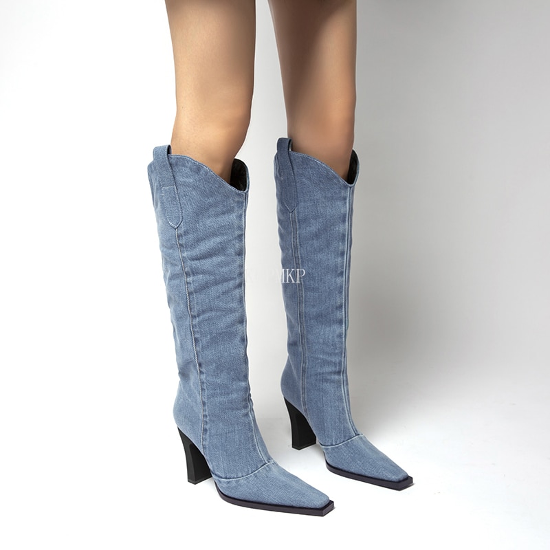 Denim Ladies Non-slip Boots Thick-soled Spring Thigh High Boots Women Casual Shoes Boots image 10