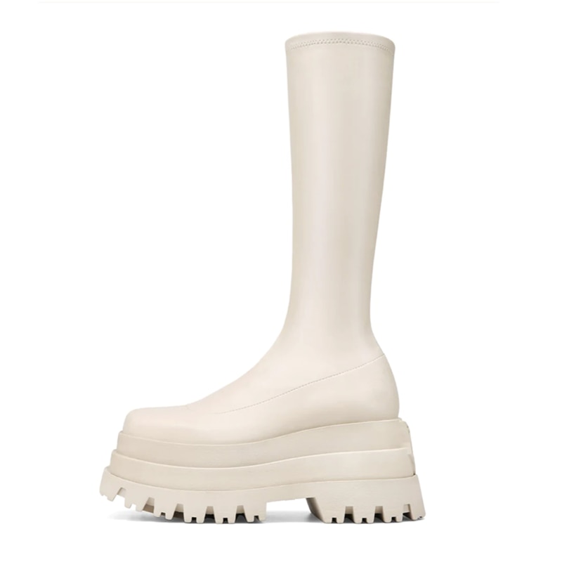 High Platform Boots Thick Bottom Women High Knee Boots Concise High Quality Black Boots Shoes Luxury Brand image 25