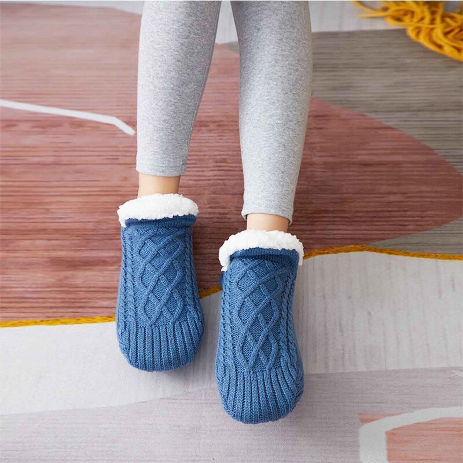 Home Floor Slippers Thermal Socks Women Winter Floor Shoes Non-Slip Indoor Socks Shoes Warm Fur Slides Ladies Plush Slippers