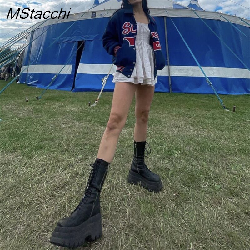High Platform Boots Thick Bottom Women High Knee Boots Concise High Quality Black Boots Shoes Luxury Brand image 26