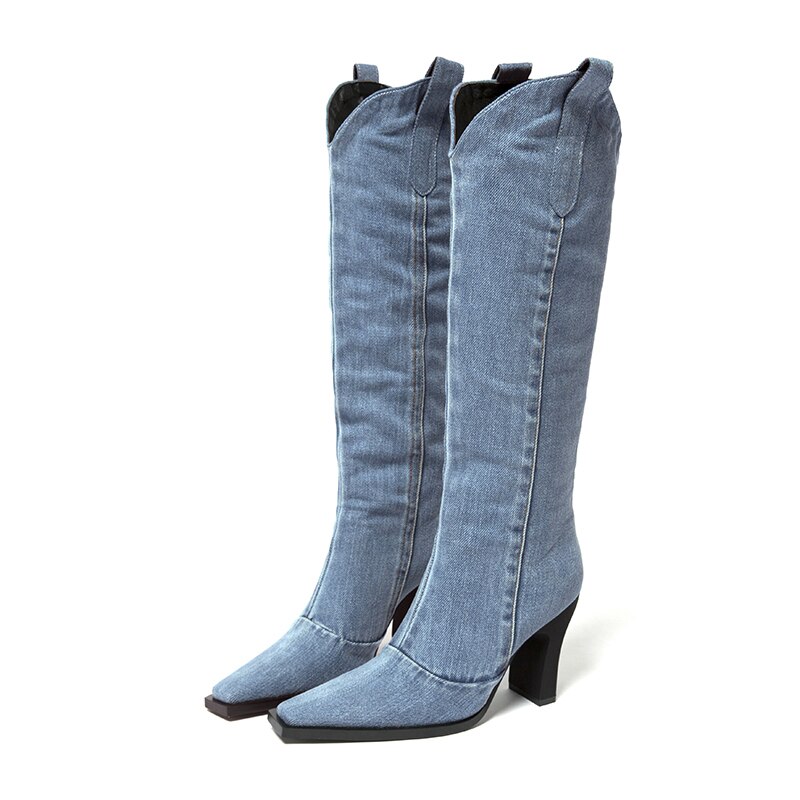 Denim Ladies Non-slip Boots Thick-soled Spring Thigh High Boots Women Casual Shoes Boots image 7