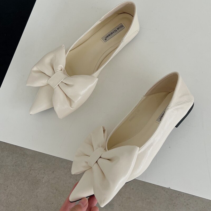 Flat Shoes Bow Temperament Beautiful Color Pointed Shoes Women's Low Top Pump image 4