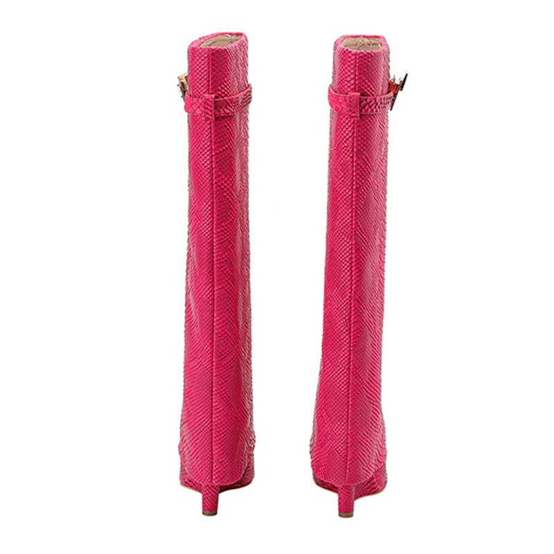 Metal Decoration Women's high boots Genuine Leather Slip-on Long Boots Pointed Toe High Heels Shoes for Women Boots image 32