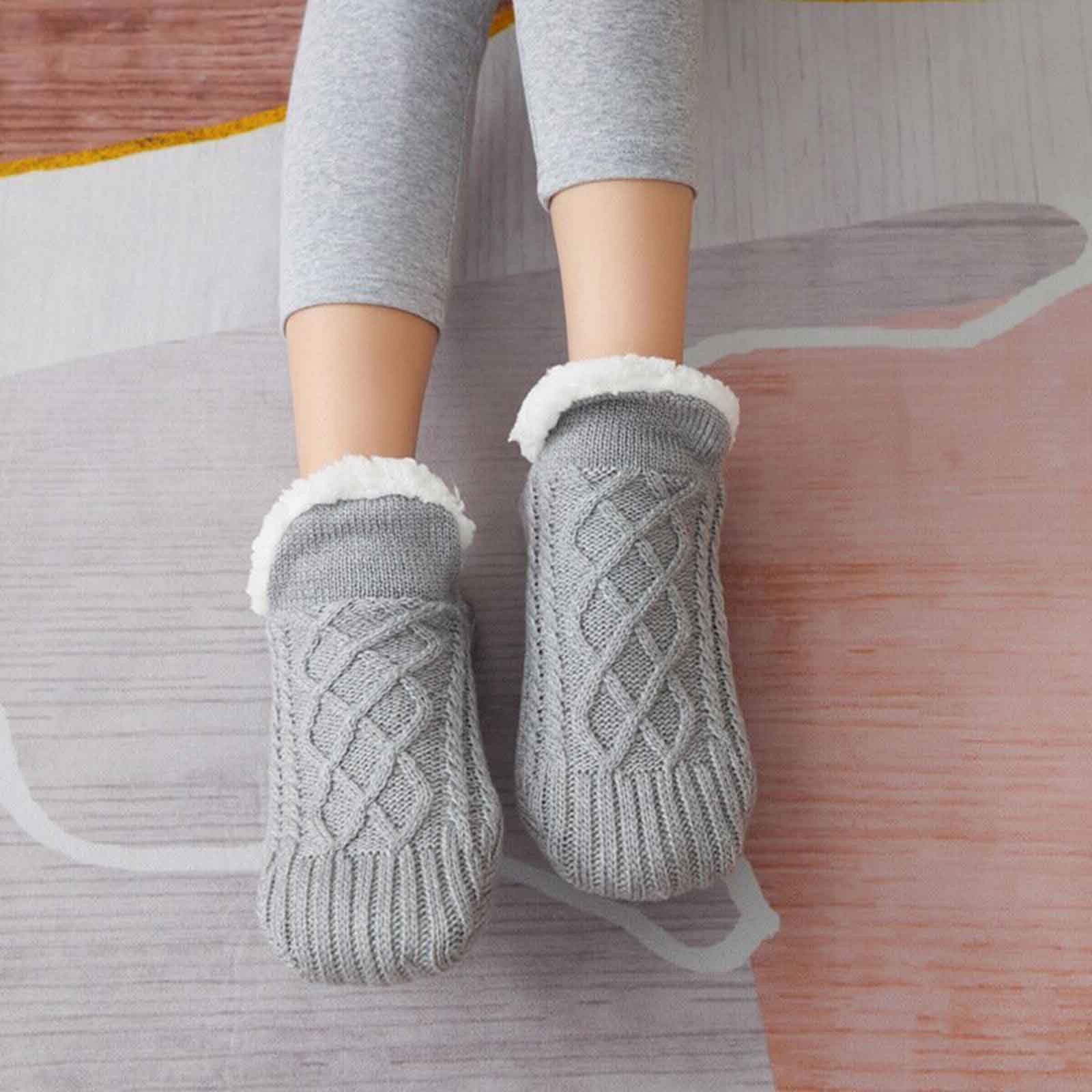 Home Floor Slippers Thermal Socks Women Winter Floor Shoes Non-Slip Indoor Socks Shoes Warm Fur Slides Ladies Plush Slippers