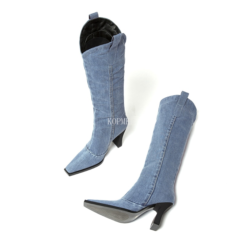 Denim Ladies Non-slip Boots Thick-soled Spring Thigh High Boots Women Casual Shoes Boots image 12