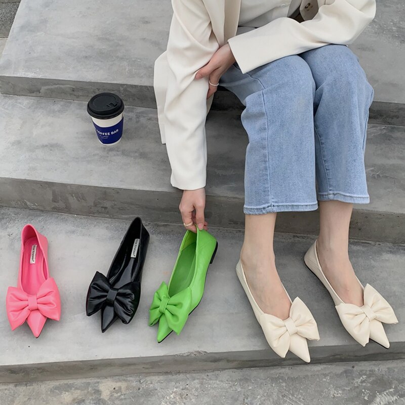 Flat Shoes Bow Temperament Beautiful Color Pointed Shoes Women's Low Top Pump image 25