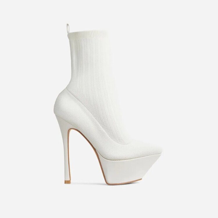 High heel 13cm Stiletto Heel Sock Boots Long Pointed Toe Sexy Women Nightclub Ankle Boots 44 image 43
