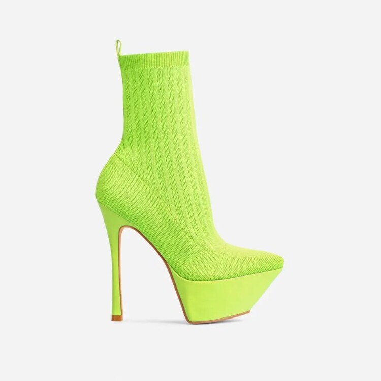 High heel 13cm Stiletto Heel Sock Boots Long Pointed Toe Sexy Women Nightclub Ankle Boots 44 image 28