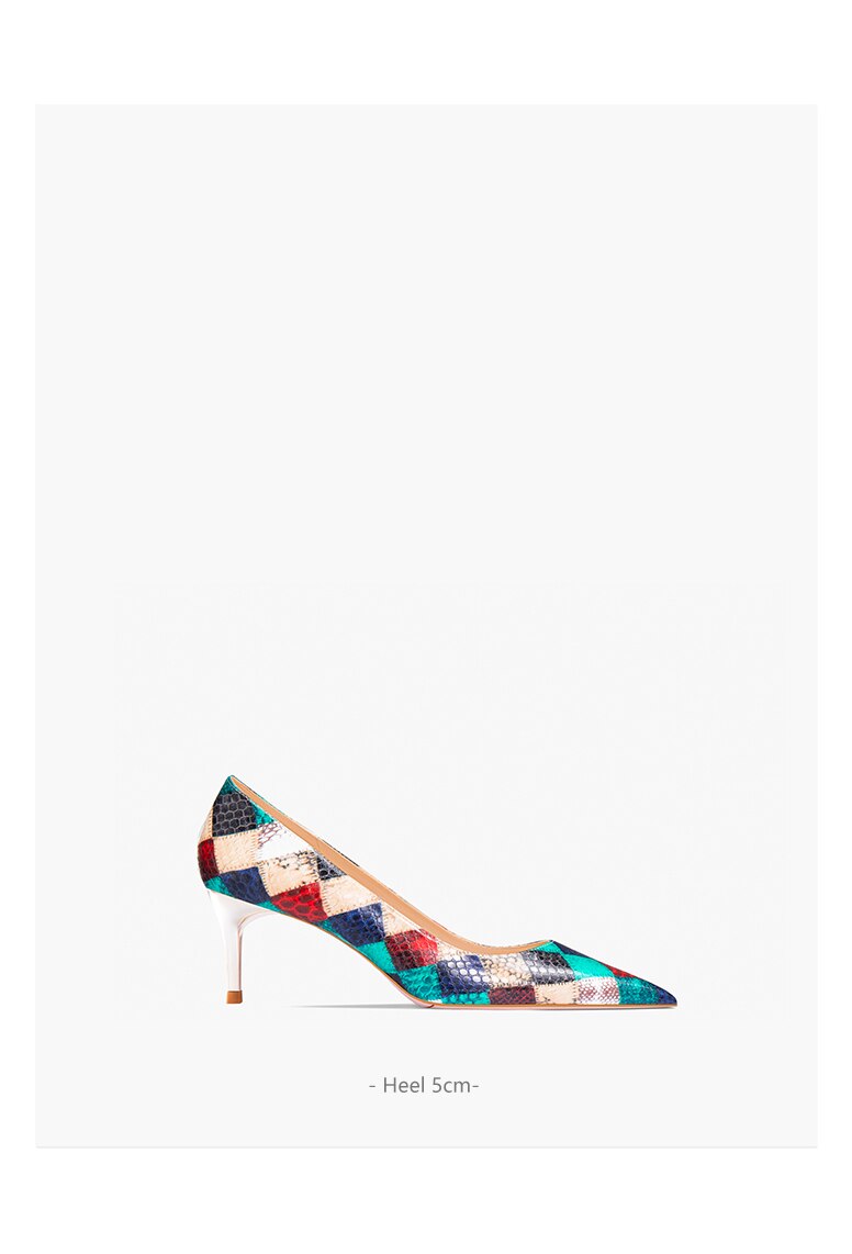 Summer Network Red Plaid Snake Pattern Pointed High Heel Shoes Women's Thin Heels Sexy French Large Lacquer Shoes image 25