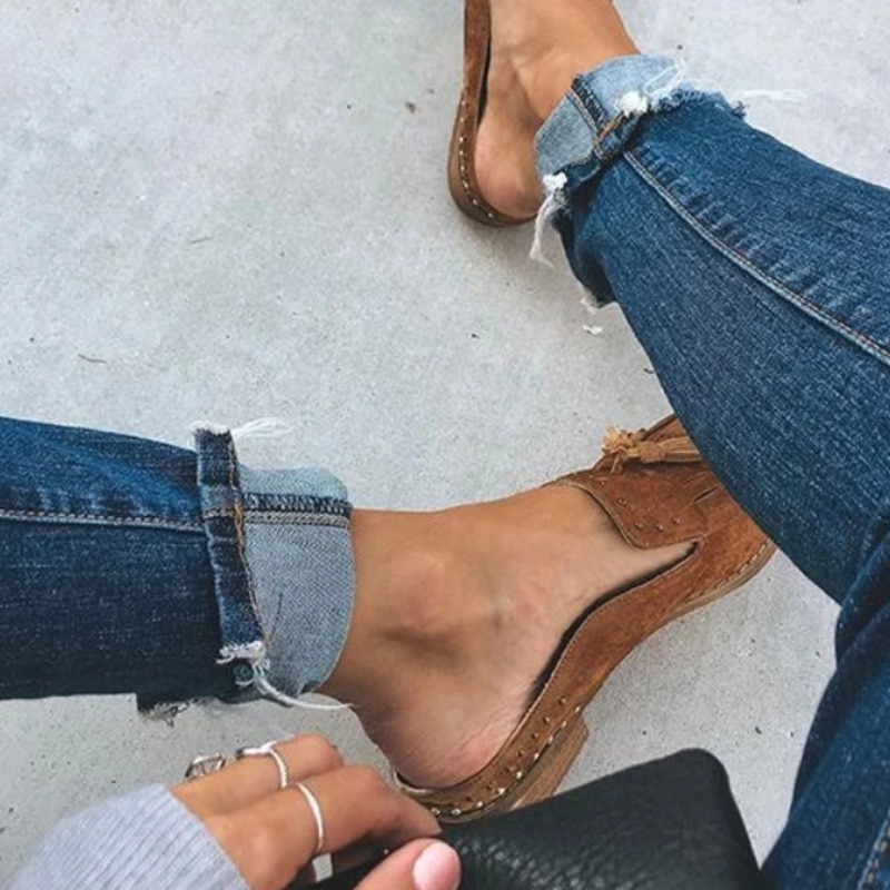 British Style Spring Summer Low Heel Square Heel Sandals image 24