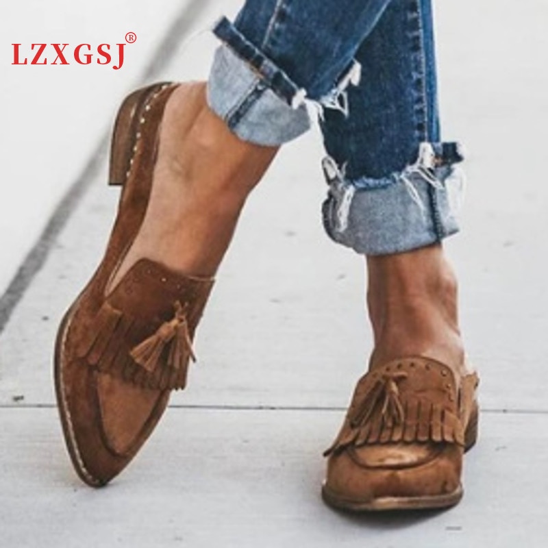 British Style Spring Summer Low Heel Square Heel Sandals