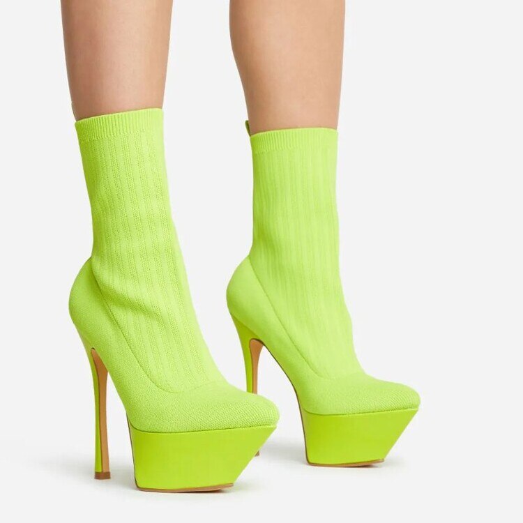 High heel 13cm Stiletto Heel Sock Boots Long Pointed Toe Sexy Women Nightclub Ankle Boots 44 image 46