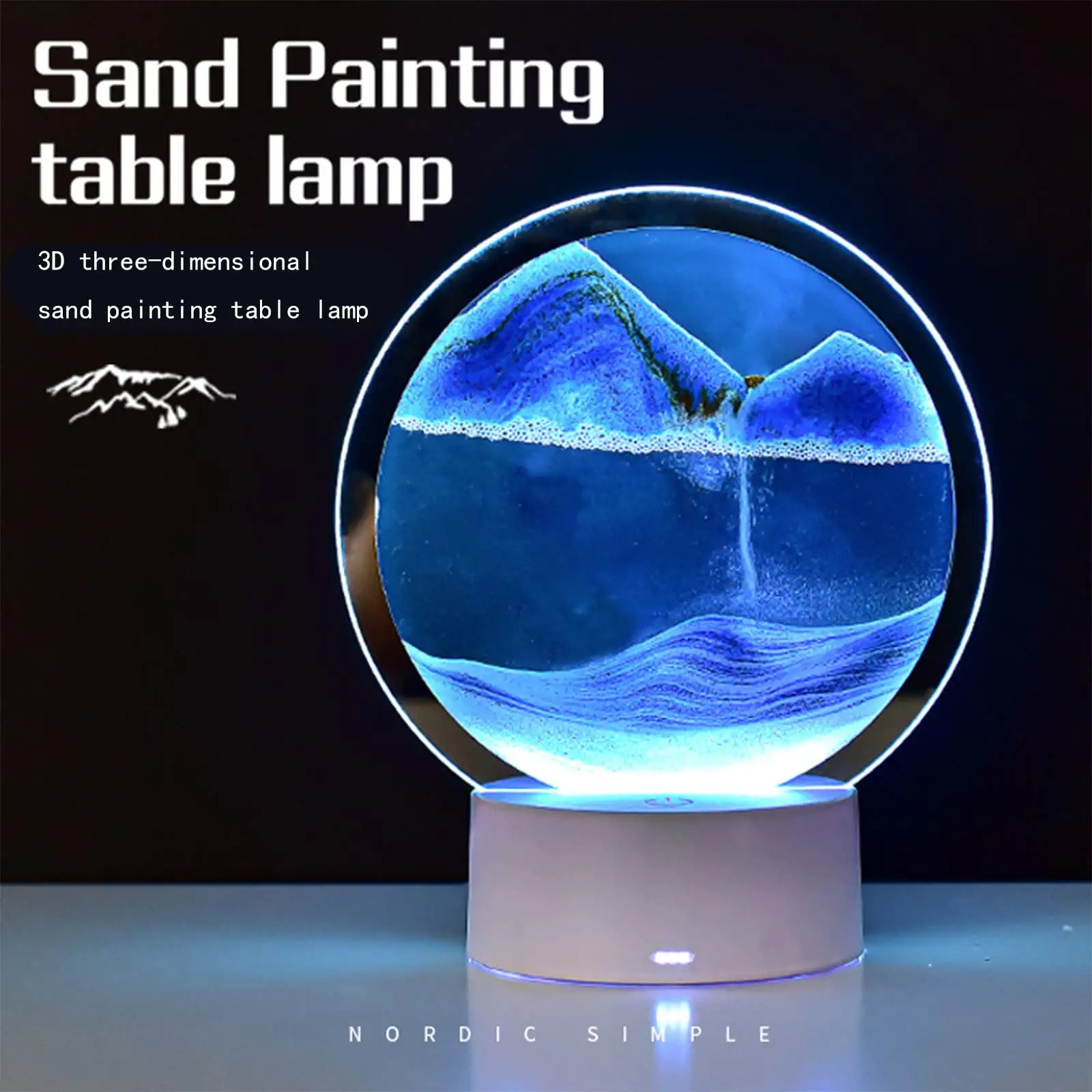 Creative quicksand lamp tabletop decoration dynamic hourglass painting gift 3d night light decompression desk lamp bedroom