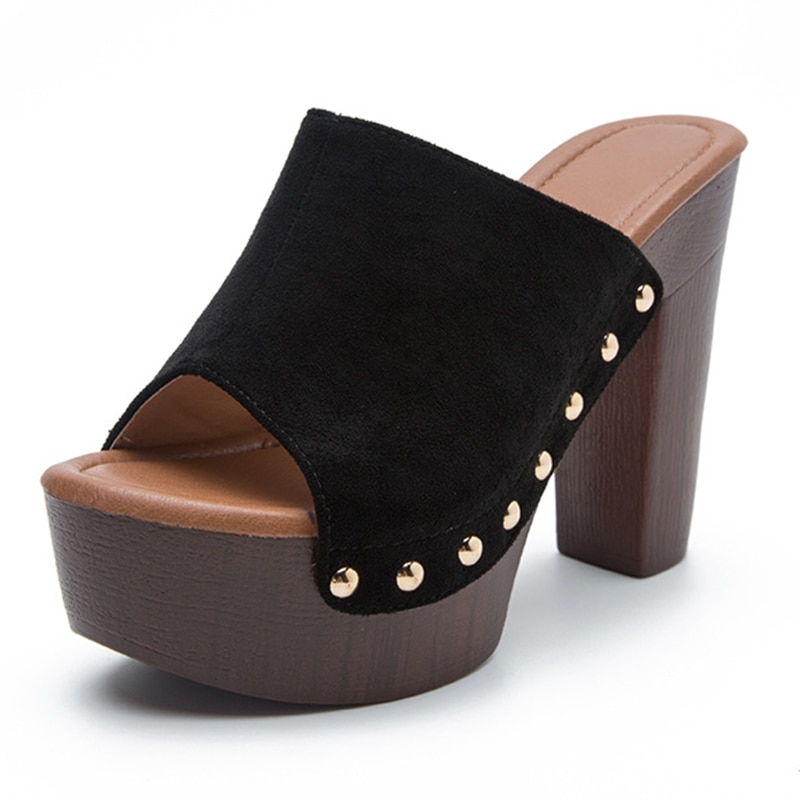 Brand Summer Slippers Women High Heels Shoes Female Platform Shoes Outside Women Slippers Pumps Rivet Mules Shoes image 18