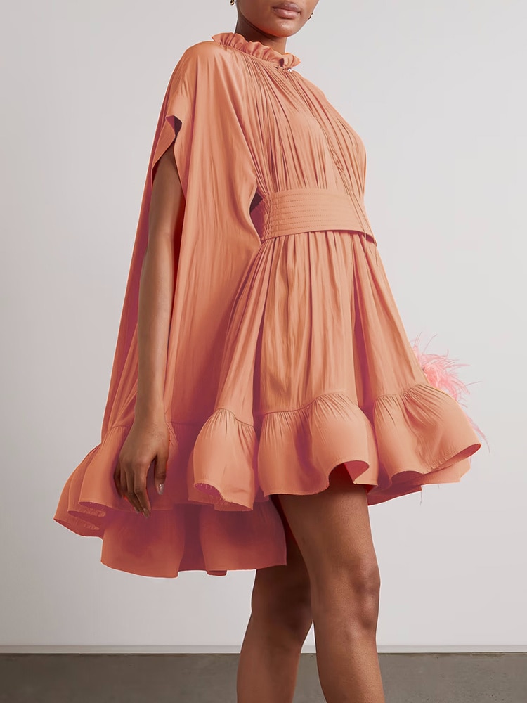 Asymmetrical Pleated A-Line Female Summer Dress