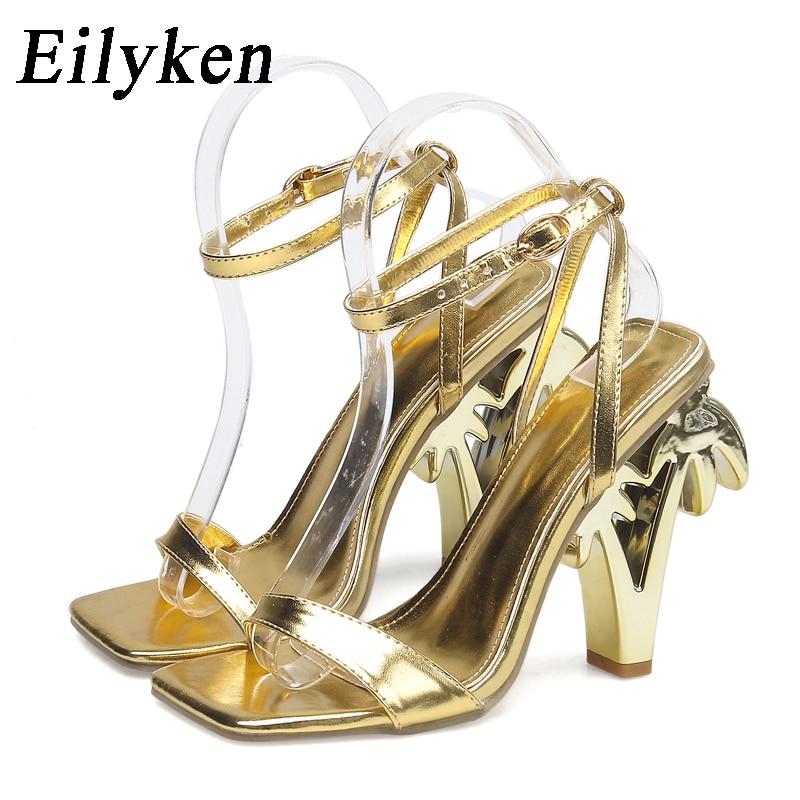 Eilyken Sexy Green Ankle Cross Strap Sandals Women Summer Open Toe Club Stripper Design Fretwork Heels Ladies Shoes image 19