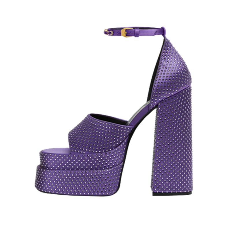 Processing time:4-7days after placing orders Two-double Platform Shoes Summer Ankle Strap Crystal Party Wedding Shoes Luxury Designer Peep Toe Chunky Heels Women's Sandals image 9