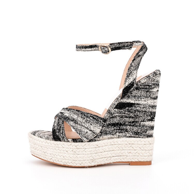 processing time:15 days after placing orders-- Brand Women's Spring and Summer Elegant Pattern Round Head Slope Heel Waterproof Platform Skirt Shoes Show Shoes image 13