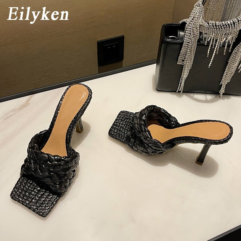 Processing time:5-7 days after placing orders Eilyken Summer Design Weave Square Toe Heels High Quality Slippers Gladiator Beach Womens Sandal Slides Shoes image 39