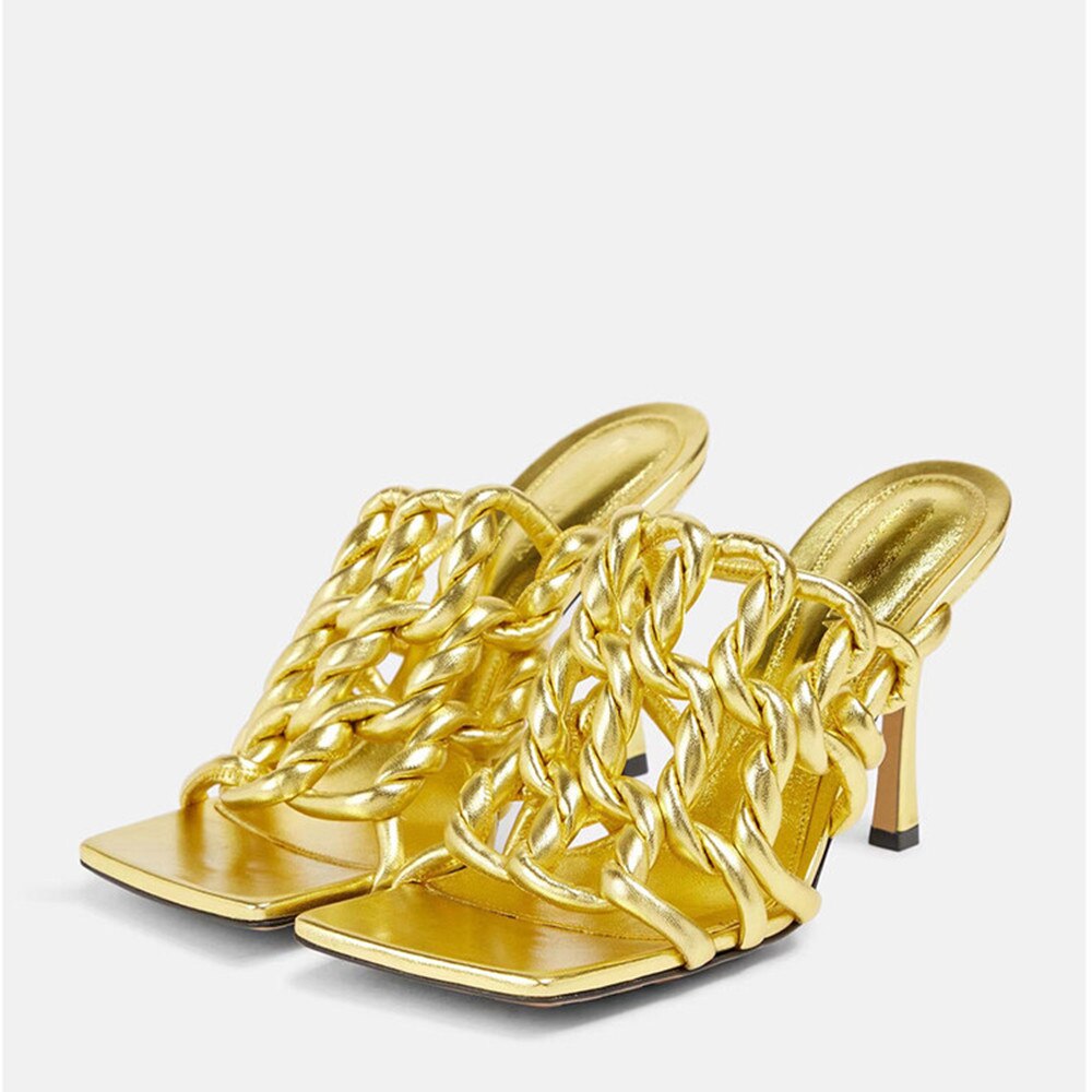 Processing time:5-7 days after placing orders Women's Spring and Summer Woven Sandals European and American Slim Fitting High-heeled Banquet Walking Shoes image 18