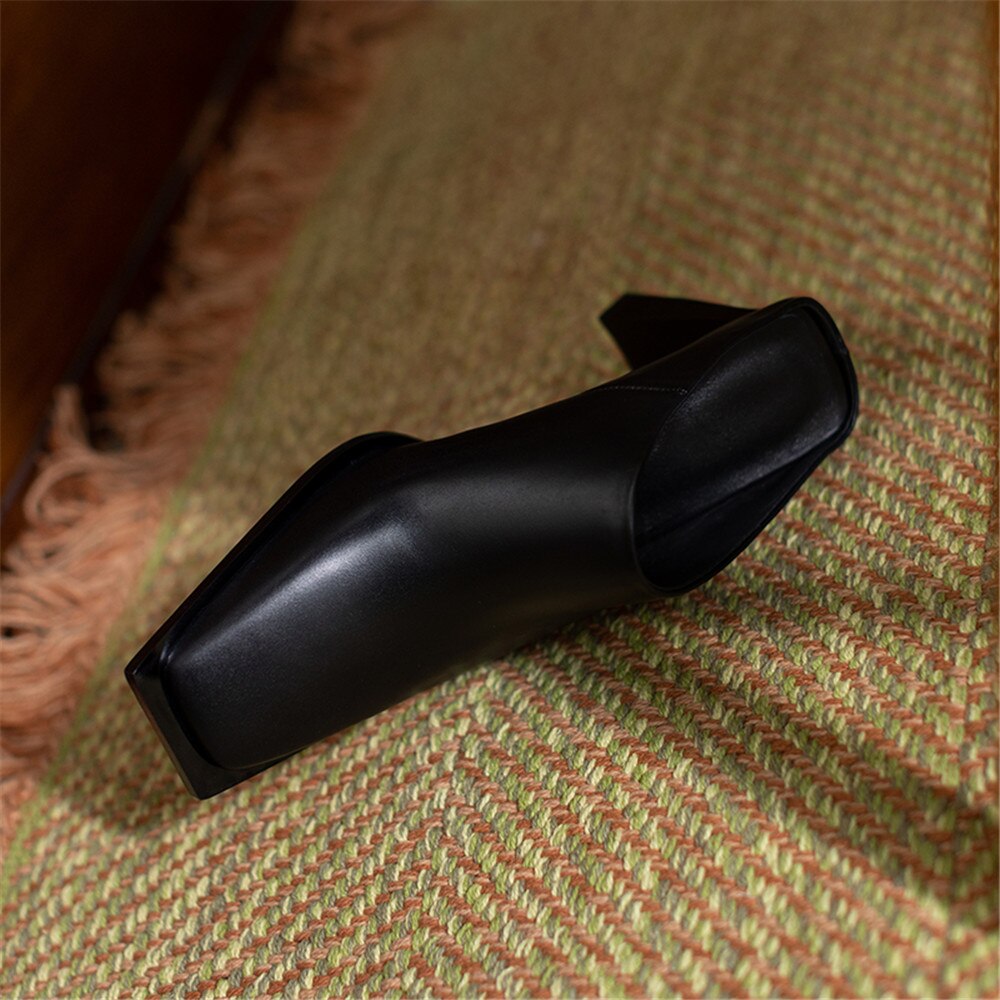 Processing Time:7-15 days after placing orders MILI-MIYA Square Toe Solid Color Women Full Genuine Leather Thick Heels Slip On Dress Party Summer Shoes Size 34-40 image 17