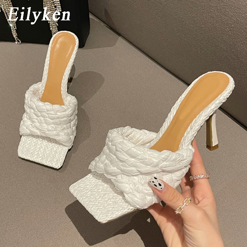 Processing time:5-7 days after placing orders Eilyken Summer Design Weave Square Toe Heels High Quality Slippers Gladiator Beach Womens Sandal Slides Shoes image 13
