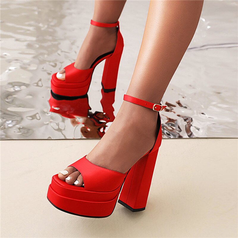 processing time:3-5 days after placing orders--Women Sandals Summer Sexy Platforms Thick High Heels Ankle Strap Shoes Woman Wedding Party Prom Night Club Pumps image 74