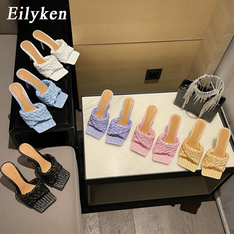 Processing time:5-7 days after placing orders Eilyken Summer Design Weave Square Toe Heels High Quality Slippers Gladiator Beach Womens Sandal Slides Shoes image 38