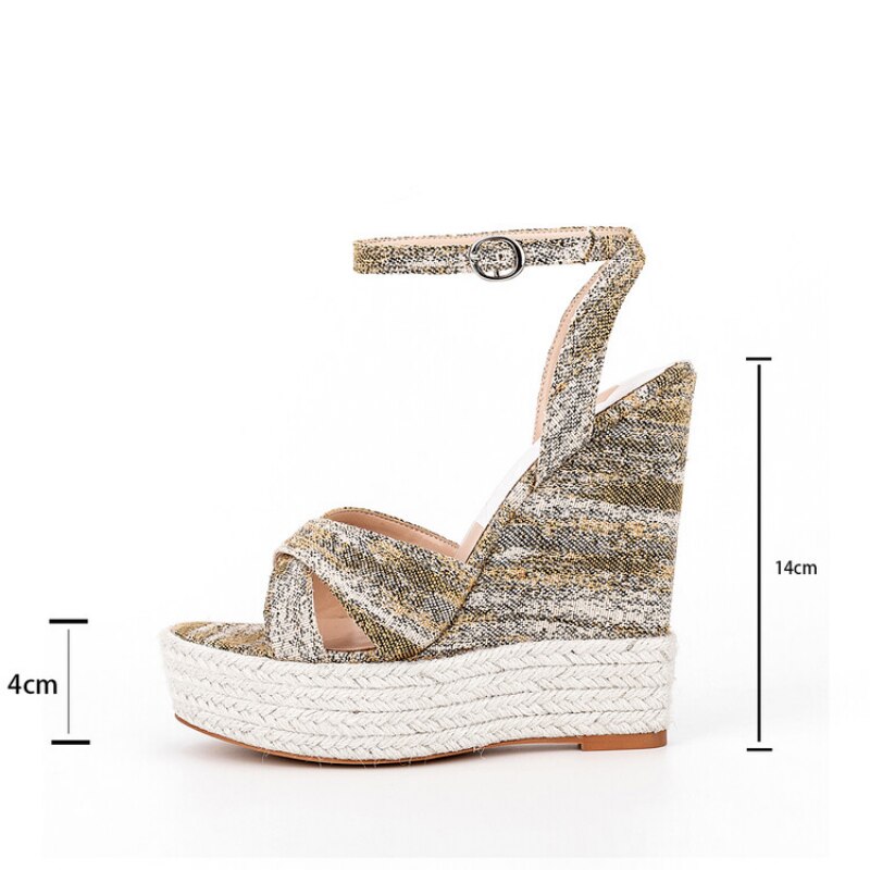 processing time:15 days after placing orders-- Brand Women's Spring and Summer Elegant Pattern Round Head Slope Heel Waterproof Platform Skirt Shoes Show Shoes