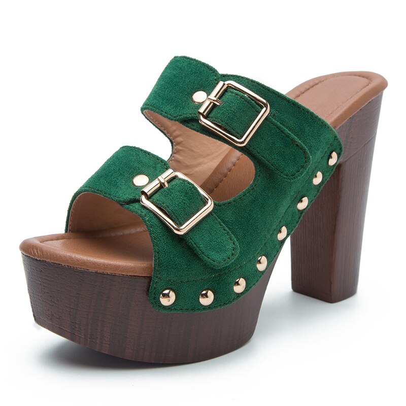 Rivet Punk Gothic Shoes Women Slippers Outside Summer Platform Shoes Buckle High Heels Sandals Classic Casual Party Woman Pumps image 11