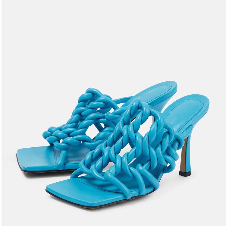 Processing time:5-7 days after placing orders Women's Spring and Summer Woven Sandals European and American Slim Fitting High-heeled Banquet Walking Shoes image 30