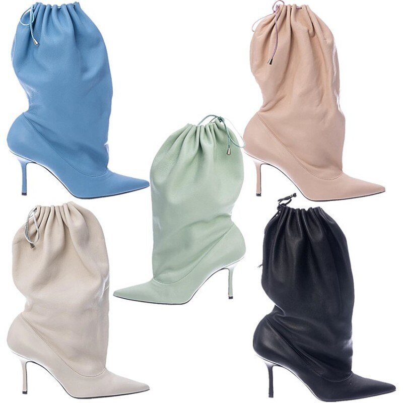 processing time：15 days after placing orders --women's autumn and winter elastic high-heeled boots to keep warm short fluffy thick-soled pointed boots image 52