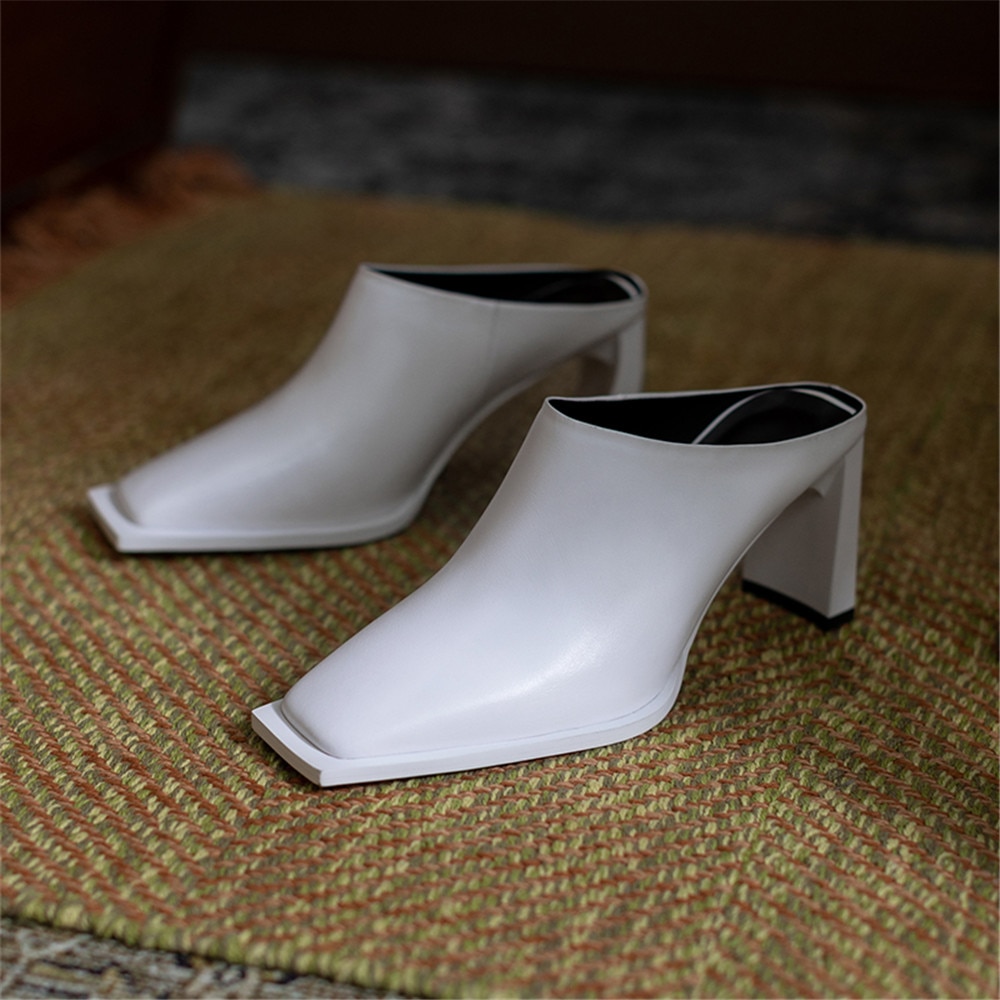 Processing Time:7-15 days after placing orders MILI-MIYA Square Toe Solid Color Women Full Genuine Leather Thick Heels Slip On Dress Party Summer Shoes Size 34-40 image 13