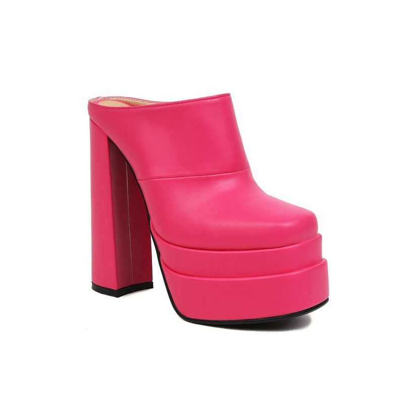 processing time:3-5 days after placing orders--Gold Olive Closed Toe Sexy Super Block High Heels Womens Slides Sandals Crocodile PU Skin Leather Insole Platform Slippers Mules image 24