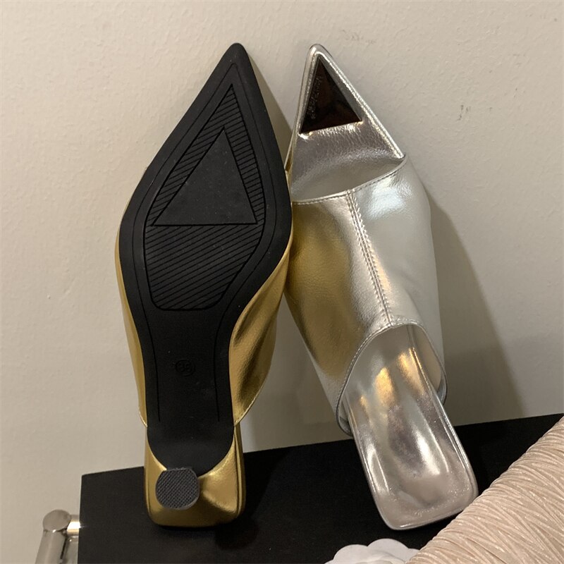 Processing time:3-5days after placing orders Eilyken Summer Pointed Peep Toe Slide Slippers Women Thin Low Heels Banquet Party Prom Ladies Designer Shoes Zapatos Mujer image 12