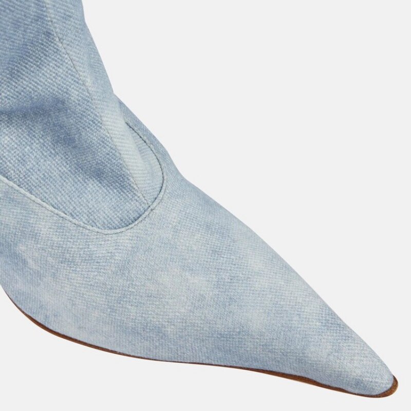 Processing Time:7-15 days after placing orders European and American Brand Catwalk Boots Women's Summer Sexy Thin High Heel Elastic Denim Knee Sleeve Boots image 16