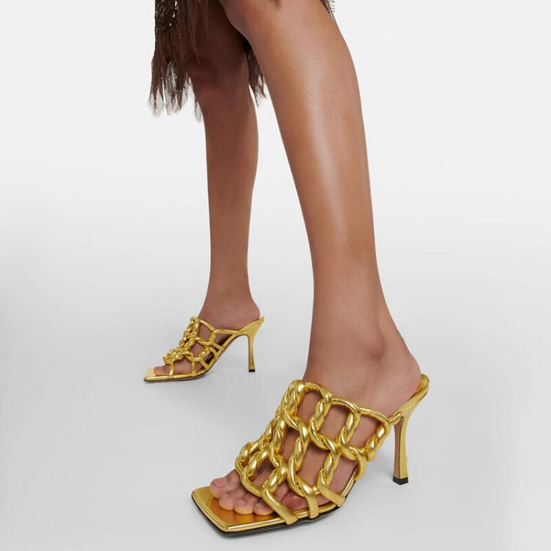 Processing time:5-7 days after placing orders Women's Spring and Summer Woven Sandals European and American Slim Fitting High-heeled Banquet Walking Shoes image 52