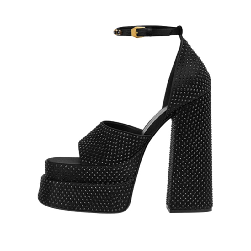 Processing time:4-7days after placing orders Two-double Platform Shoes Summer Ankle Strap Crystal Party Wedding Shoes Luxury Designer Peep Toe Chunky Heels Women's Sandals image 18