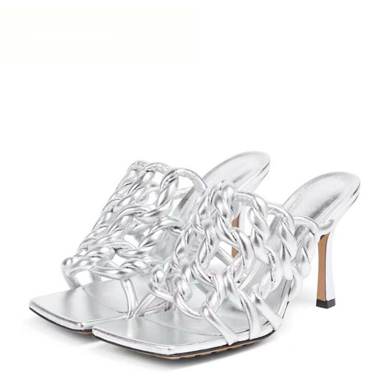 Processing time:5-7 days after placing orders Women's Spring and Summer Woven Sandals European and American Slim Fitting High-heeled Banquet Walking Shoes image 55