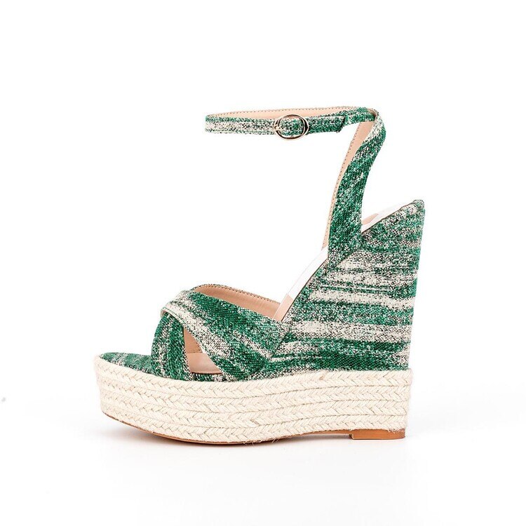 processing time:15 days after placing orders-- Brand Women's Spring and Summer Elegant Pattern Round Head Slope Heel Waterproof Platform Skirt Shoes Show Shoes image 6